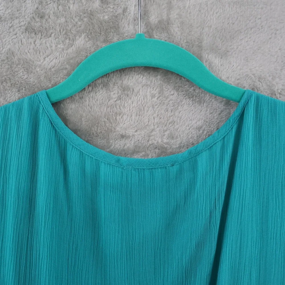 Sundance Tiered‎ Ruffle Midi Dress Womens Small Teal Blue Lyocell Boho Flutter